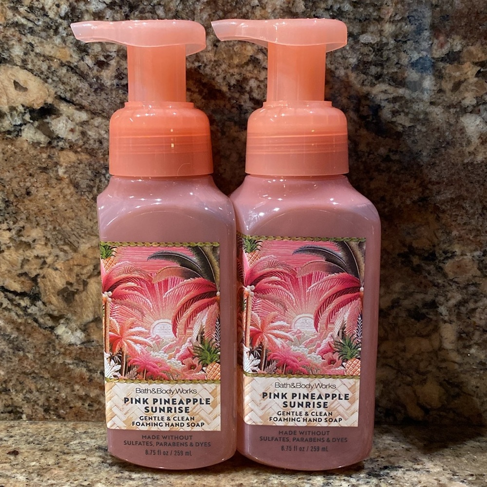 Two 2-PINK PINEAPPLE SUNRISE BBW 8.75 fl oz Gentle & Clean Foaming Hand Soap NWT